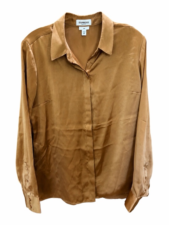 Express Tops - Express Portofino | Super Soft Button-Front Blouse in Rust